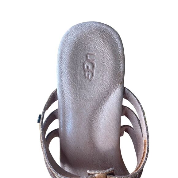 UGG Women’s Sandals Size 8 Mattie Wedge Platform Strappy Slip On Leather Tan - Picture 3 of 11